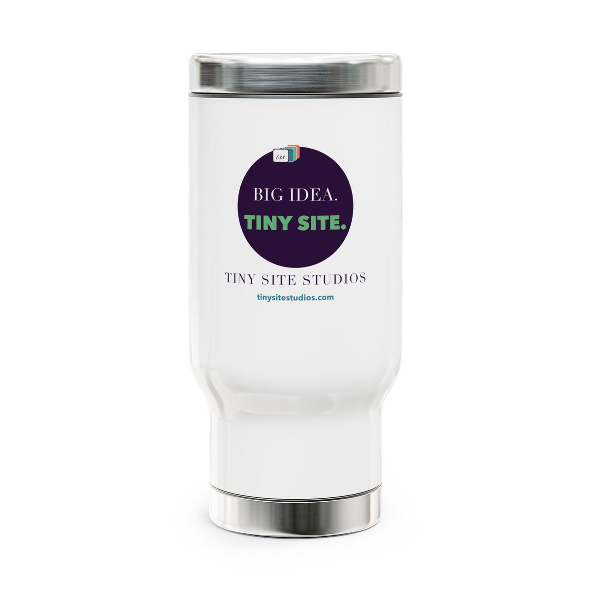 Big Idea. Tiny Site. — 14oz Travel Mug with Handle